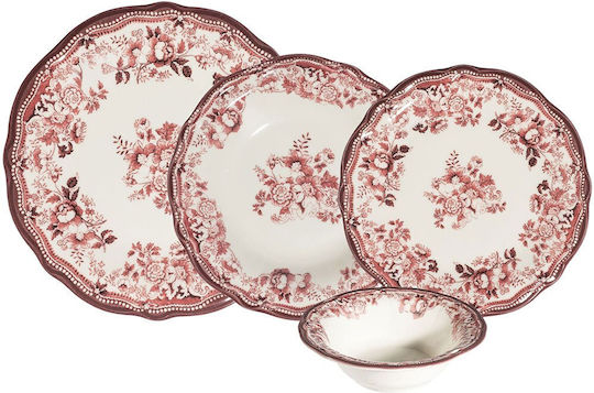 Hermia Alb Porțelan Set de Vase 24buc