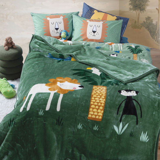 Nef-Nef Homeware Pătură Jungle Mania Verde 220x160cm