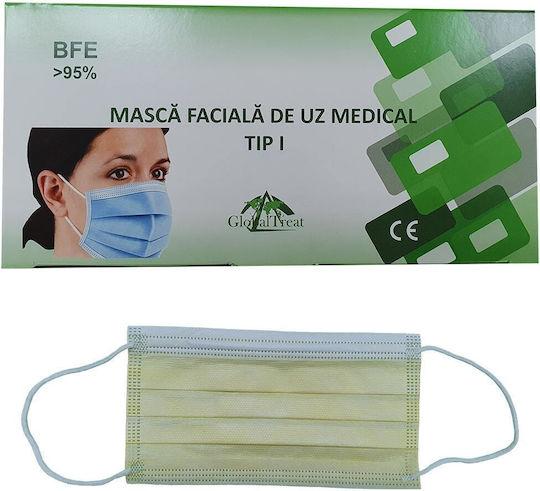 Mască De Protecție Tip I De Unică Folosință Chirurgicală Galbenă MMTIGLG001X50 50 Bucăți