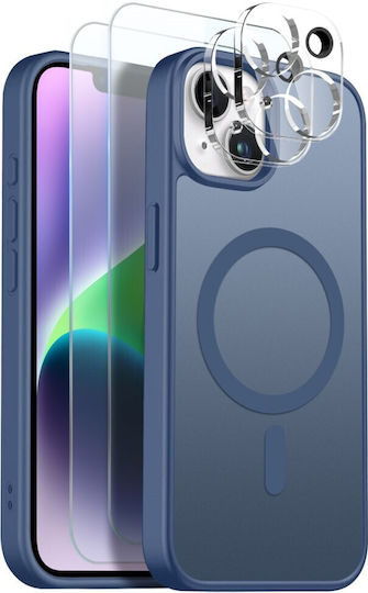 Northjo Set Protection 5 1 Hard Case Screen Camera Protection Semi-Transparent Blue Apple iPhone 14