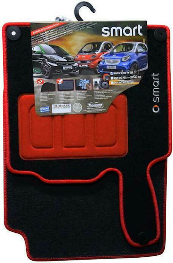 3lines 3-056-00-0001 Предни Килими За Кола 2 Бр Мокет Smart Fortwo До 2006 Червени Канти