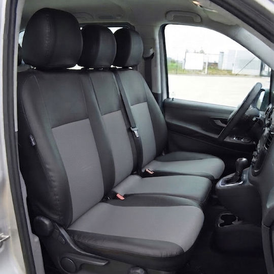 Car Seat Covers 3 Seats Leatherette Black-Grey Mercedes Vito W447