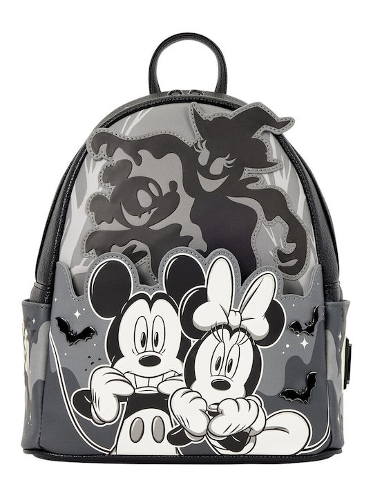 Up Kids Grey Backpack Disney Mickey & Minnie Ghost Light Up Glow Mini