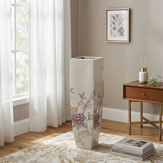Floor Decorative Vase Beige Y58cm