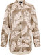 Jachetă Suede Imprimeu Loose Fit Maro Deschis