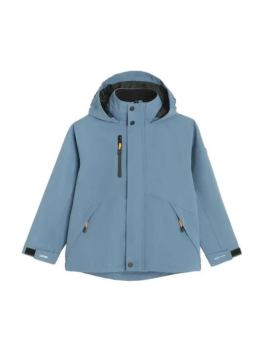 Kids Casual Short Hooded Blue Coat
