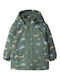 Kids Casual Short Hooded Jacket Khaki