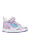 Kids Sneakers High with Hoop & Loop Closure and Purple Lights