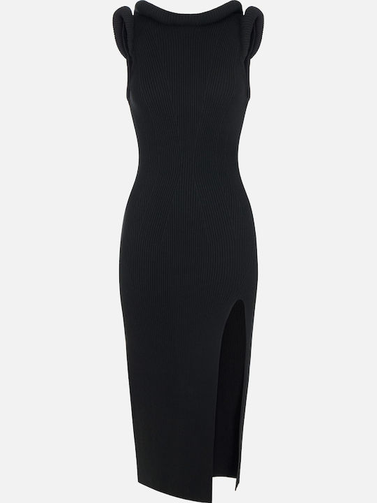 Elisabetta Franchi Knitted Dress with Tearing Black