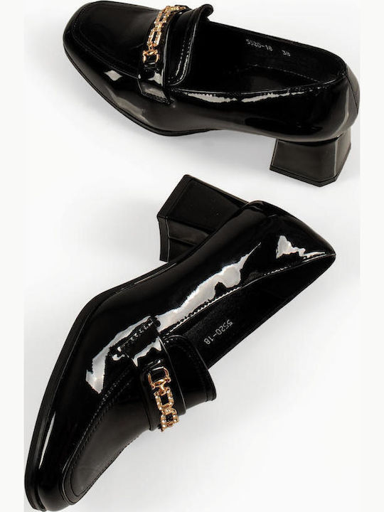 Patent Leather Women's Loafers in Black Colour
