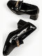 Patent Leather Women's Loafers in Black Colour