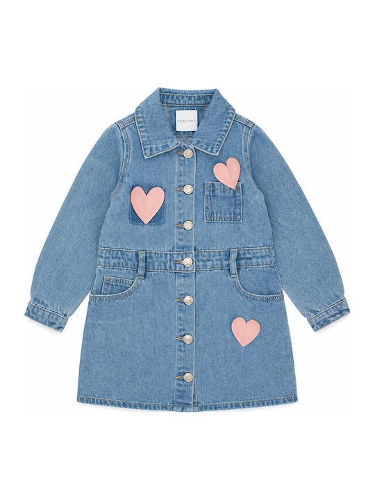 Rochie de fete din denim albastră