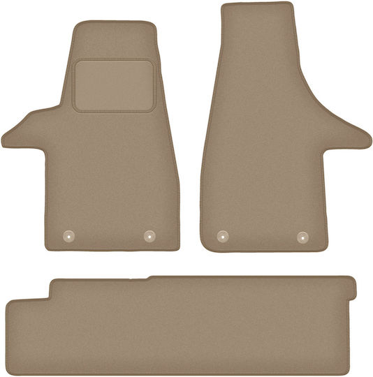 Velour Car Mats Vw Transporter T6 Van 2 Rows 2015-2019 Beige