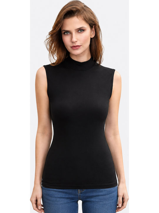 Berrak Sleeveless Cotton Black Women's T-Shirt ...