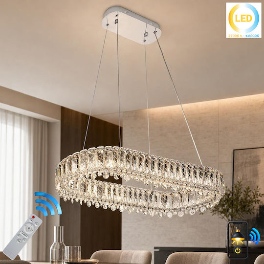 Keskor LED Smart Κρεμαστό Φωτιστικό Ασημί 77x29εκ.