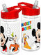 HOMie Plastic Kids Water Bottle Mickey with Straw Multicolour 450ml