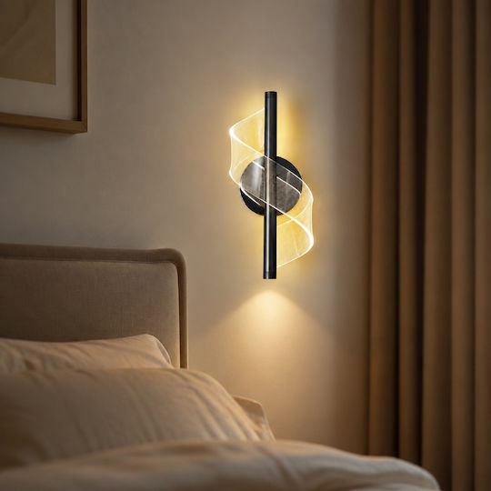 Lampă de perete modernă cu LED integrat și lumină alb cald Negru 12x30x30cm