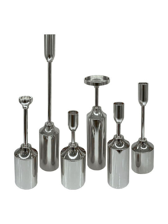 Marhome Set Metal Candle Holders in Silver Colo...