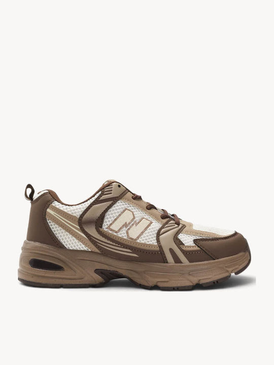 Καφέ Chunky Sneakers Mesh Πολυεπίπεδη Κατασκευή