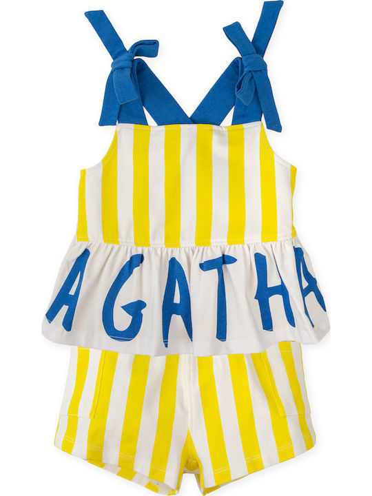 Kinderbekleidungsset mit Shorts Sommer 2Stücke Gelb Blau Weiß