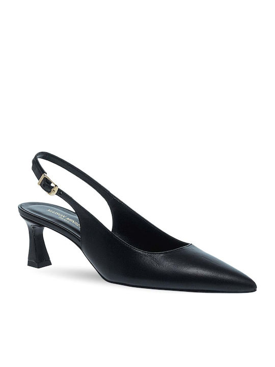 Leder Spitze Zehe Pumps Schwarz