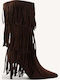 Ligglo Damenstiefel Western Mehrschichtige Fransen in Braun