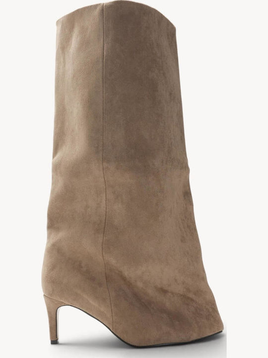 Beige Damenstiefel Isio Korpó Dünner Absatz