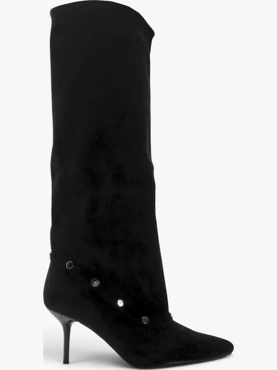 Schwarze Damenstiefel mit Schrägem Saum Trucker Ankle