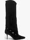 Schwarze Damenstiefel mit Schrägem Saum Trucker Ankle