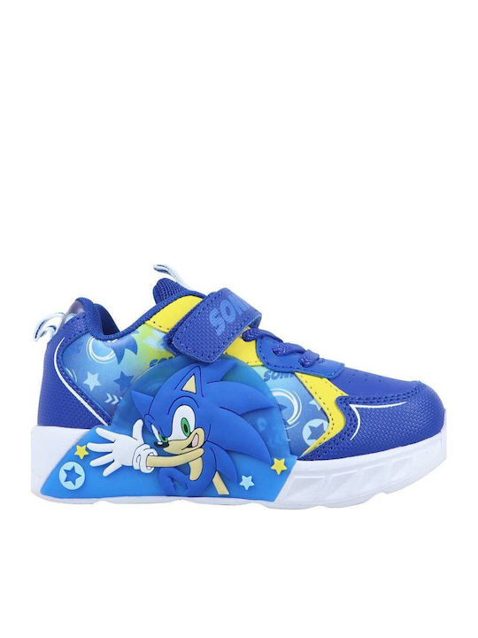 Kids Sneakers Anatomic with Hoop & Loop Closure & Lights Blue