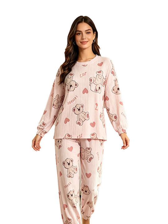 Goodnight Set de pijamale de vară pentru femei Roz