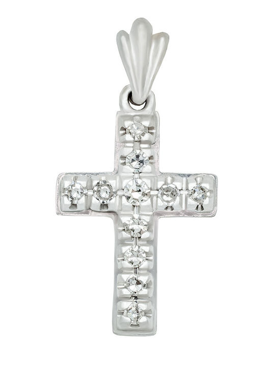 Savvas Design Бял Златен Кръст 18 Карата Без Верижка СТА02248
