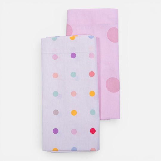 Nef-Nef Homeware Сет Детски чаршафи За Количка Памучни Baby Dots Бели 70x120см. 2бр