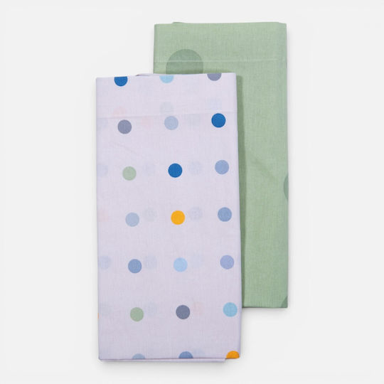 Nef-Nef Homeware Комплект Детски Чаршафи За Количка Памучни Dots Зелени 70x120см