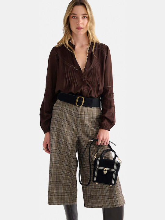 attrattivo Long Sleeve Women's Shirt Brown Monochrome