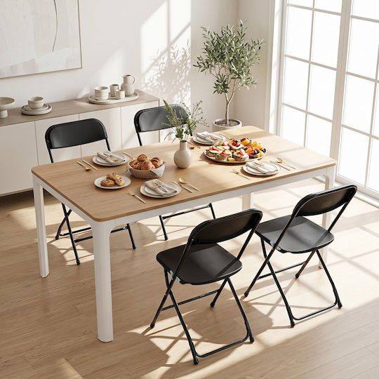 Metal Foldable Black Dining Chair 97.5x44x