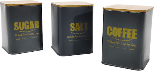 General Trade Set 2 Bucăți Borcane de Utilizare Generală cu Capac din Lemn Maro 13cm 2 Bucăți