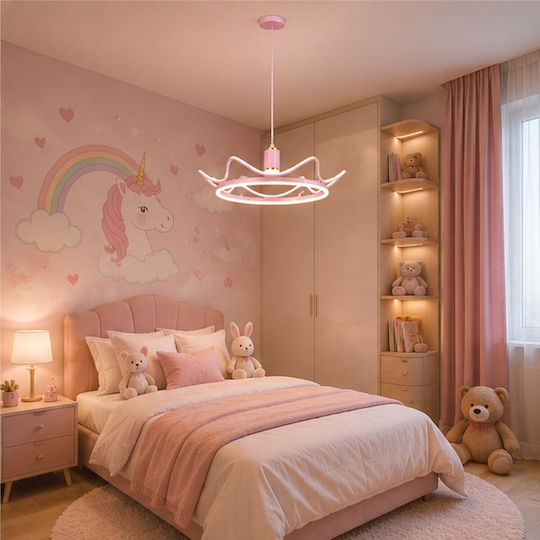 Einfaches Kinderzimmer-Deckenleuchte Hängend 35W mit E27-Fassung Rosa 50cm