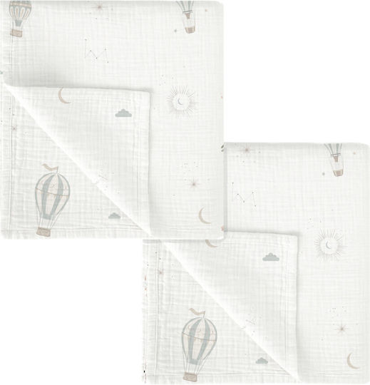 Bimbidreams Muslin Swaddle Blankets Blue 60x60cm 2pcs