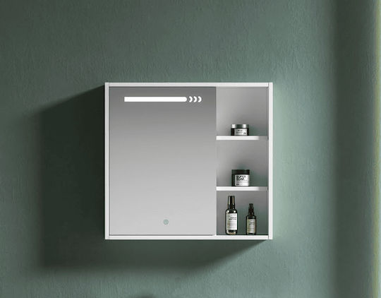 Martin Rectangular Bathroom Mirror Led made of Plastic 60x66cm White
