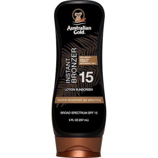 Australian Gold Instant Bronzer Wasserdichte Sonnencreme Lotion Körper SPF15 237ml