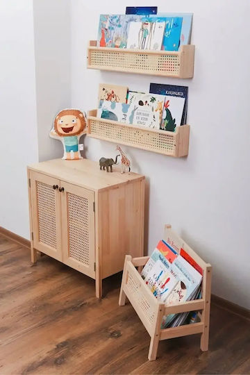 Bibliotecă de Pardoseală Din Lemn Bej 49x41x28cm