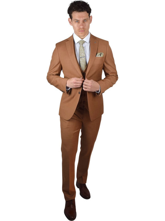 Sartori Herrenanzug Mit Weste Tan 1-2933
