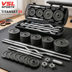 VSL Sports Αλτήρες Σετ με Μπάρα Συνολικού Βάρους 55kg σε Βαλιτσάκι VSL Sports Αλτήρες Σετ με Μπάρα Συνολικού Βάρους 55kg σε Βαλιτσάκι