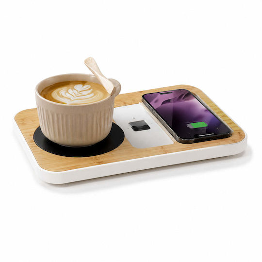 Heated Mug Holder Wireless Phone Charging Wood