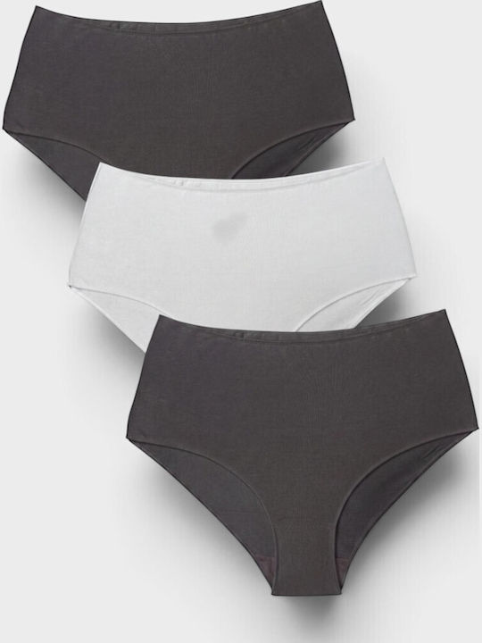Cotton High Waist Women's Briefs 3Pack Black/White