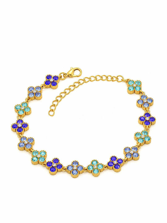 Charmy Damen Armband Handschelle aus Stahl Vergoldet mit Zirkon 17cm