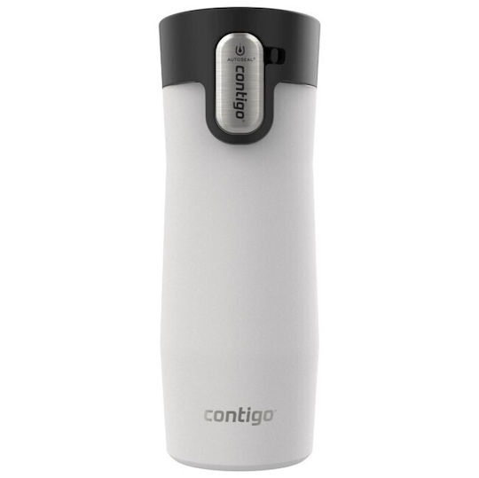 Contigo West Handled Tumbler Θερμός Ανοξείδωτο 470ml Λευκό Ματ με Καλαμάκι και Λαβή