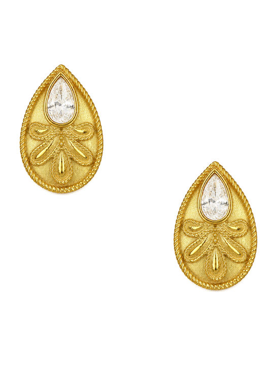 Gold Stud Earrings with Stones