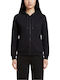 Long Women's Sweatshirt Cardigan Hooded Black